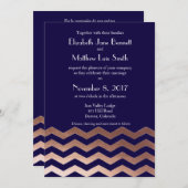 Zweisprachiges Chic-Rosen-GoldZickzack Hochzeit Einladung (Vorne/Hinten)