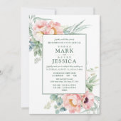 Zweisprachiges Chinesisch-Rosa-Weiße Blume Hochzei Einladung (Vorderseite)