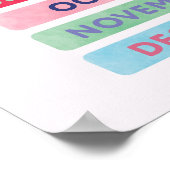 Zweisprachiges Englisch Spanisch Monate Poster (Ecke)