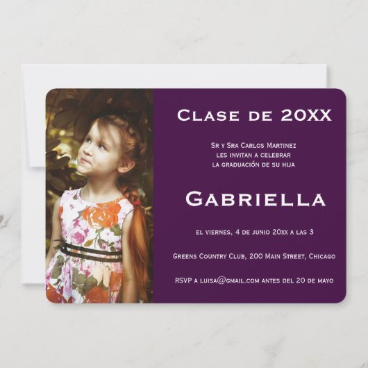 Zweisprachiges Foto mit 2 Abschlüssen - Einladung (Rückseite)