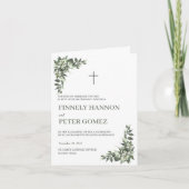 Zweisprachiges katholisches Hochzeitsprogramm, Grü Dankeskarte (Vorderseite)