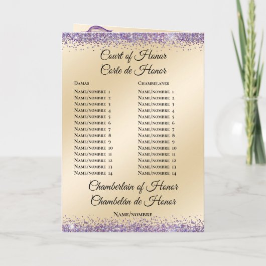 Zweisprachiges Programm "Quinceañera Orden der Ver (Rückseite)