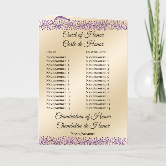 Zweisprachiges Programm "Quinceañera Orden der Ver (Rückseite)