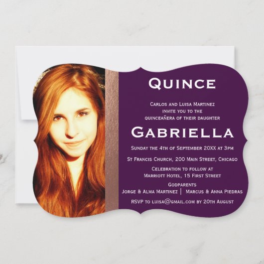 Zweisprachiges Quinceañera Foto Einladung (Vorderseite)