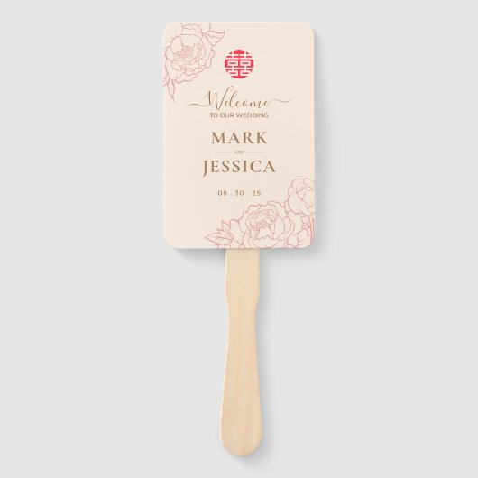 Zweisprachiges vietnamesisches Hochzeitsprogramm & Fächer (Vorderseite)