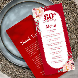 Zweisprachiges vietnamesisches Peony Birthday Menu Menükarte