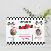 Zweitägige Rennfahrer mit zwei Jungen wachsen zwei Einladung (Stehend Vorderseite)