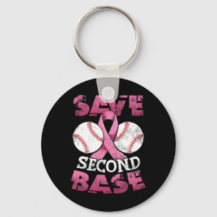 Zweite 2. Basisspass Baseball Brustkrebs-Bewusstse Schlüsselanhänger