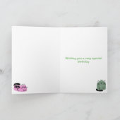 Zweite 2. Geburtstag Doodle Cats Custom Message Karte (Innenseite)