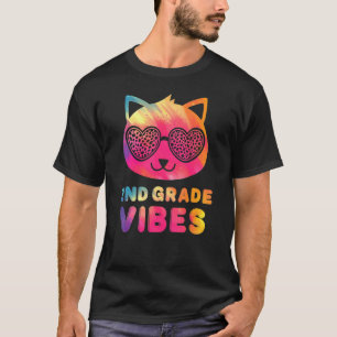 Zweite 2. Klasse Vibes Bunte Katze Kätzchen Mädche T-Shirt