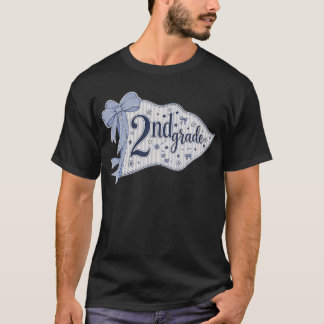 Zweite 2. Klasse Wimpel Flagge Coquette Gestreift T-Shirt