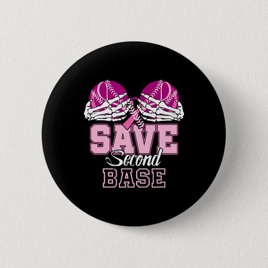 Zweite 2te Byse Fun Bysebyll Brustkrebs Aw gerette Button (Vorderseite)