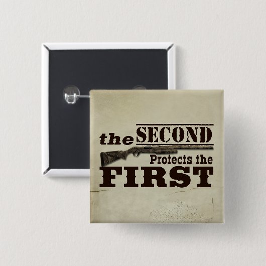 Zweite Änderung schützt ersten Verfassungszusatz Button (Vorne & Hinten)