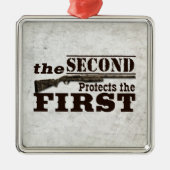 Zweite Änderung schützt ersten Verfassungszusatz Silbernes Ornament (Vorne)