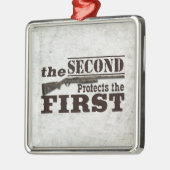 Zweite Änderung schützt ersten Verfassungszusatz Silbernes Ornament (Links)
