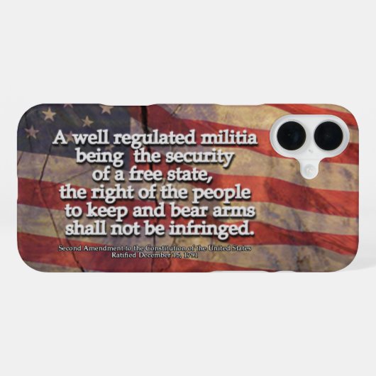 Zweite Änderung Typografie Rustikale US-Flagge iPhone Hülle (Rückseite (Horizontal))