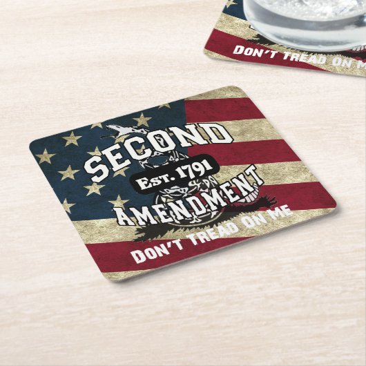 Zweite Änderungs-Gadsden-Flagge treten nicht auf Rechteckiger Pappuntersetzer (angewinkelt)