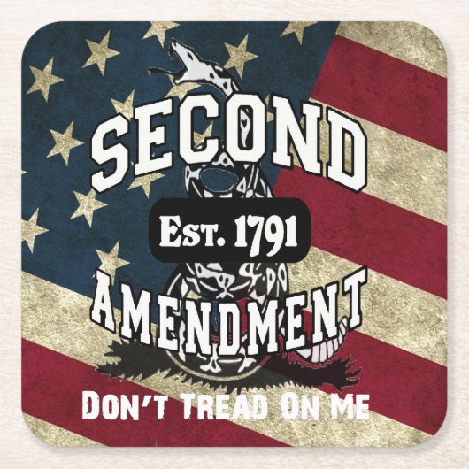 Zweite Änderungs-Gadsden-Flagge treten nicht auf Rechteckiger Pappuntersetzer (Vorderseite)