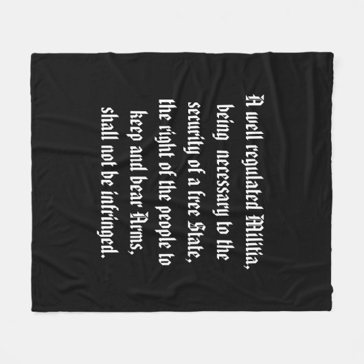 Zweite Änderungs-umfassendes Schwarzes Fleecedecke (Vorderseite (Horizontal))