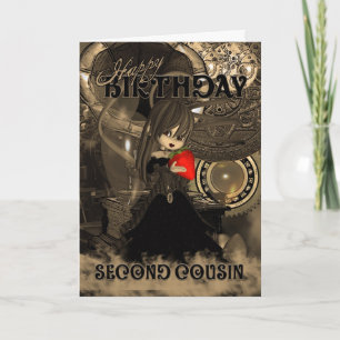 Zweite Cousin-Geburtstags-Karte Steampunk Karte