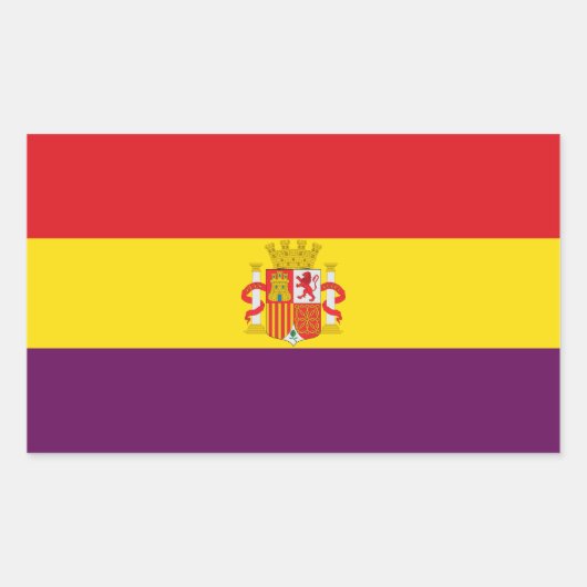 Zweite Flagge Spaniens Rechteckiger Aufkleber (Vorderseite)