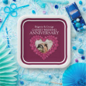 Zweite Garnelenhochzeit Jubiläum Foto Herz Rot Pappteller (Party)