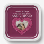 Zweite Garnelenhochzeit Jubiläum Foto Herz Rot Pappteller (Vorderseite)