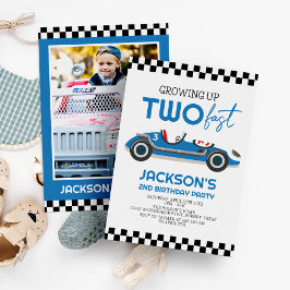 Zweite Geburtstagsfeier mit einem rasanten blauen  Einladung