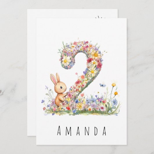 Zweite Geburtstagskarte Einladung (Vorne/Hinten)