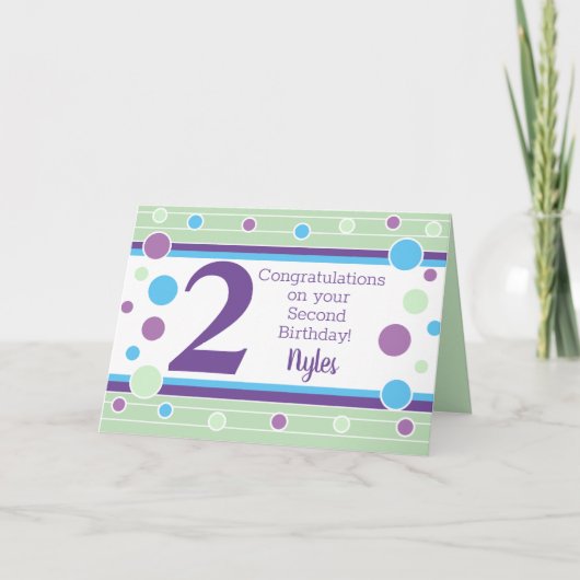 Zweite Geburtstagskarte Personalisierter Junge! Karte (Vorderseite)