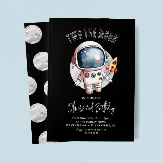 Zweite Geburtstagsparty auf dem Mond Einladung