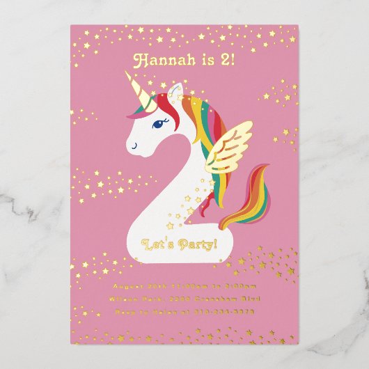 Zweite Geburtstagsparty Folieneinladung (Vorderseite)