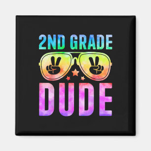 Zweite Klasse Cooler Typ Tie Dye Zur Schule Zweite Magnet