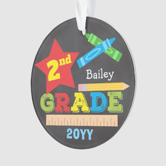 Zweite Klasse Keepake Chalkboard Hell Ornament (Vorderseite)