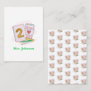 Zweite Klasse Lehrer Pink Notebook-Kaffee Mitteilungskarte