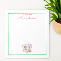 Zweite Klasse Lehrer Pink Preppy Notebook-Kaffee