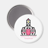 Zweite Klasse Lehrer Polka Dot Schoolhouse Magnet (Vorderseite/Rückseite)
