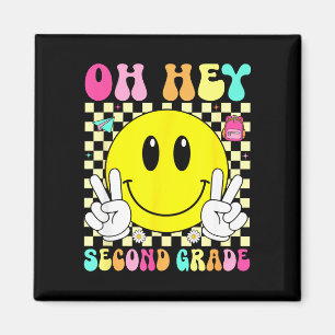 Zweite Klasse Retro-Lächeln zurück zur Schule erst Magnet