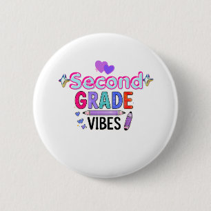 Zweite Klasse Vibes Süß Zurück zur Schule Button