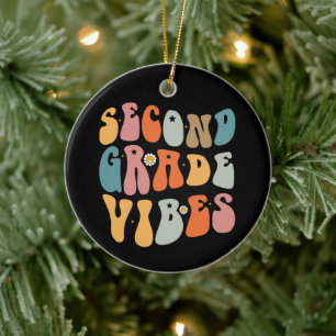 Zweite Klasse Vibes Zurück zur Schule Groovy Schul Keramik Ornament