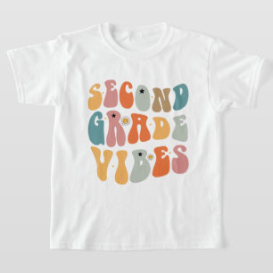 Zweite Klasse Vibes Zurück zur Schule Groovy Schul T-Shirt