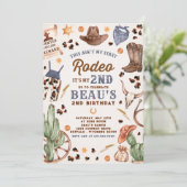 Zweite Rodeo Cowboy Wild West Birthday Party Einladung (Stehend Vorderseite)