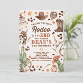 Zweite Rodeo Cowboy Wild West Birthday Party Einladung (Stehend Vorderseite)