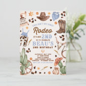 Zweite Rodeo Cowboy Wild West Birthday Party Einladung (Stehend Vorderseite)