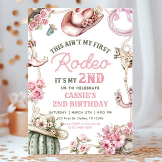 Zweite Rodeo-Cowgirl-Wild-West-Geburtstagsfeier Einladung