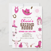 Zweite Rodeo Hot Pink Western 2. Geburtstag Einladung (Vorderseite)