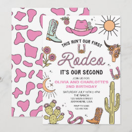 Zweite Rodeo Rosa Western 2. Geburtstag Twins Einladung
