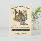 Zweite Rodeo Western Cowboy 2. Geburtstag Einladun Einladung (Stehend Vorderseite)