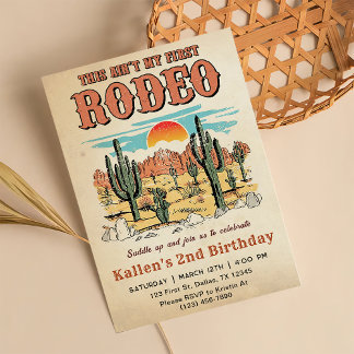 Zweite Rodeo Western Cowboy 2. Geburtstag Einladun Einladung