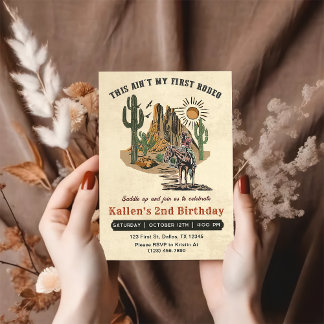 Zweite Rodeo Western Cowboy 2. Geburtstag Einladun Einladung